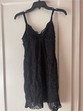 Cosabella Black Lined Lace Slip Chemise with Scalloped Hem